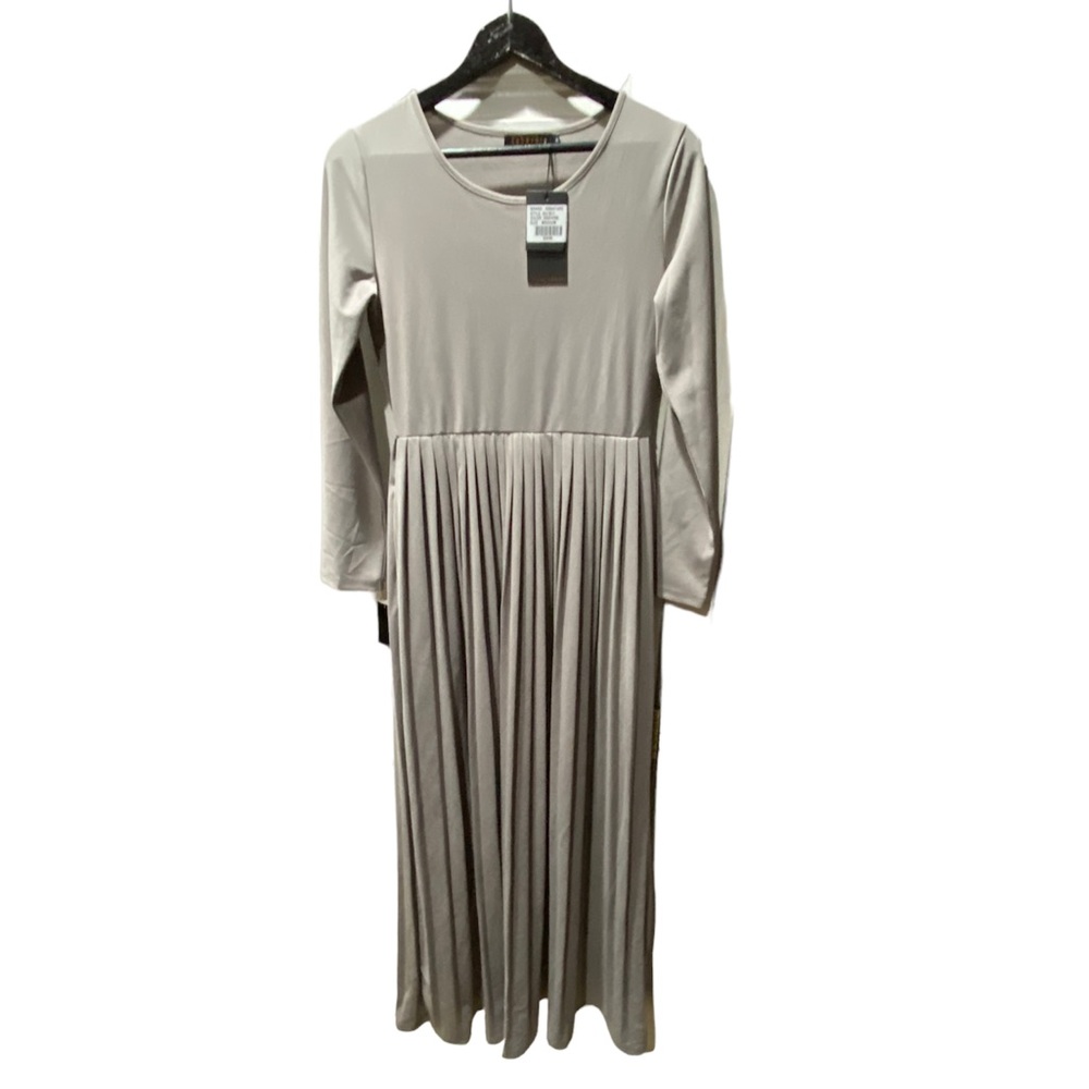 Kabayare Grey Pleated Maxi Dress Medium NEW NWT